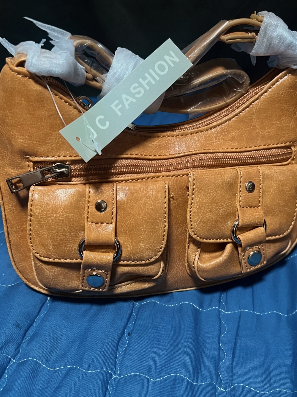 JC Fashion Tan Shoulder Bag with Front Pockets